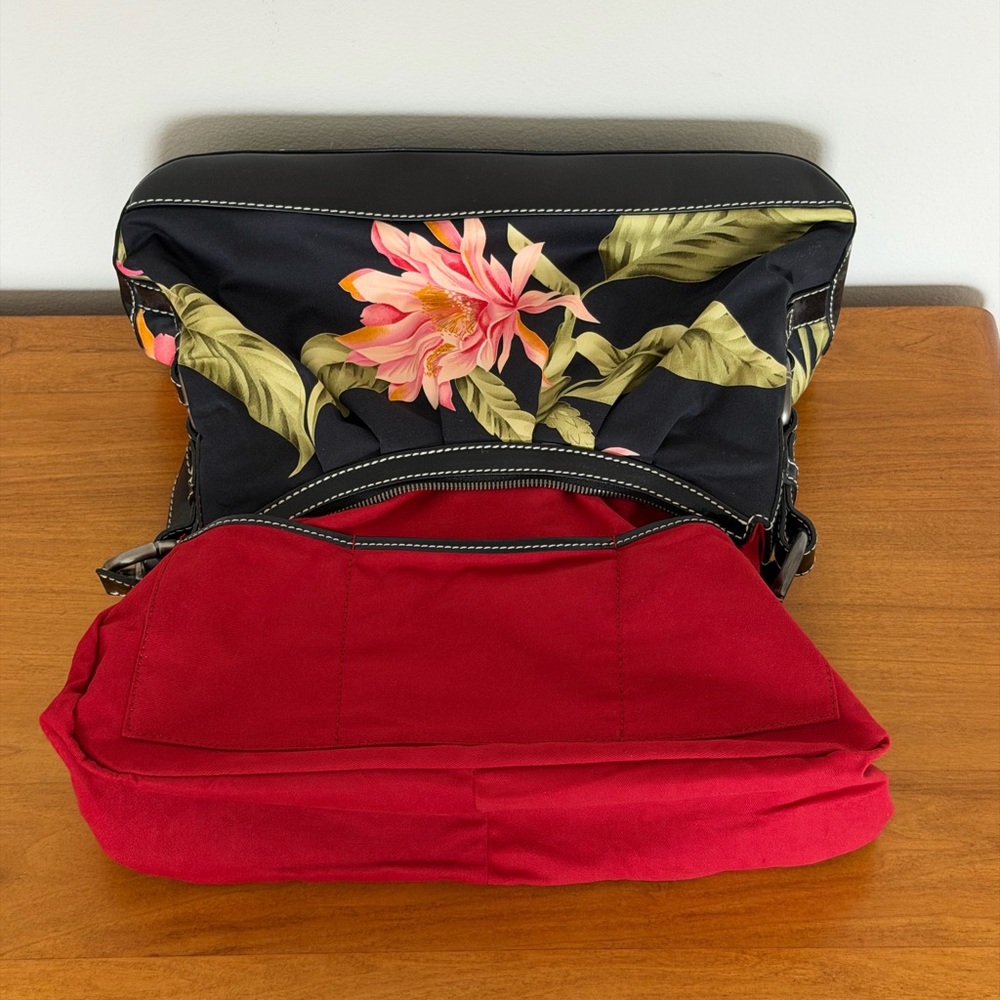 Tommy Bahama Santiago Hobo Shoulder Bag  Tropical Floral Print - Leather Trim - Picture 12 of 16